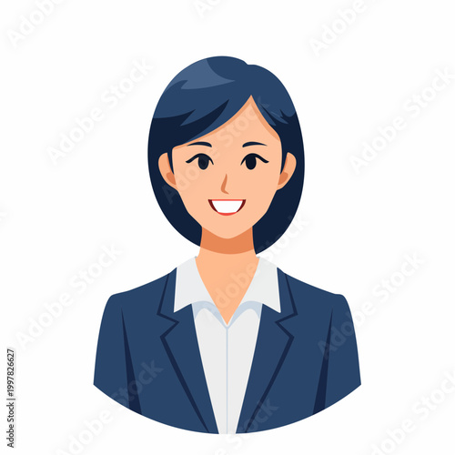 自信に満ちた成功するビジネスウーマンのシンプルイラスト