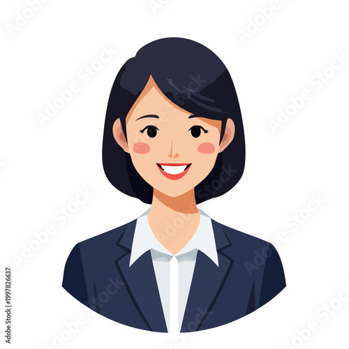 自信に満ちた成功するビジネスウーマンのシンプルイラスト