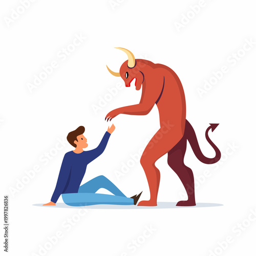 人間を誘惑する悪魔のイラスト