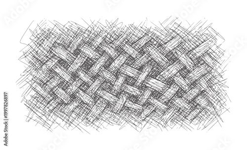Dense dark grey scribbled lines forming a woven pattern white texture