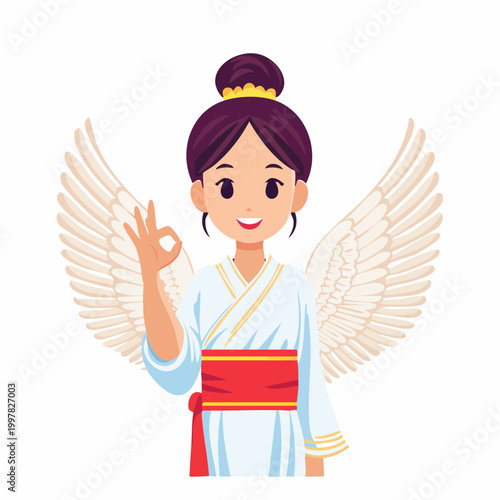 OKサインを出す天使のイラスト