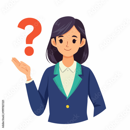 疑問を抱き悩む女子学生のイラスト