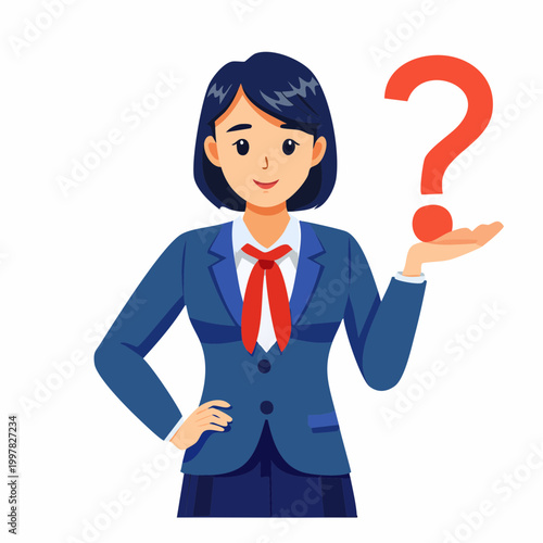 疑問を抱き悩む女子学生のイラスト