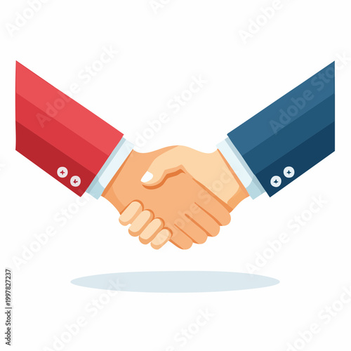 固い握手を交わすシンプルイラスト