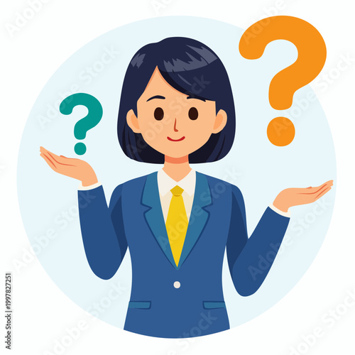 疑問を抱き悩む女子学生のイラスト