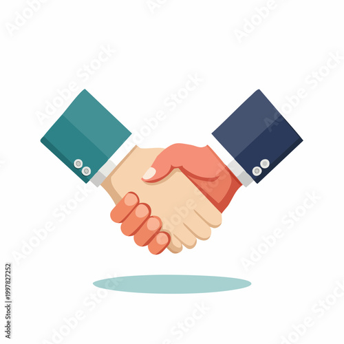 固い握手を交わすシンプルイラスト