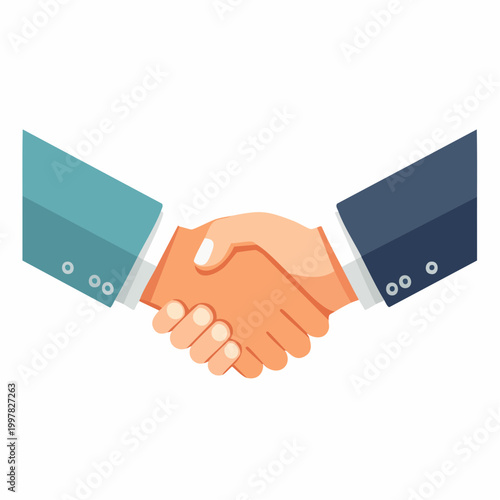 固い握手を交わすシンプルイラスト