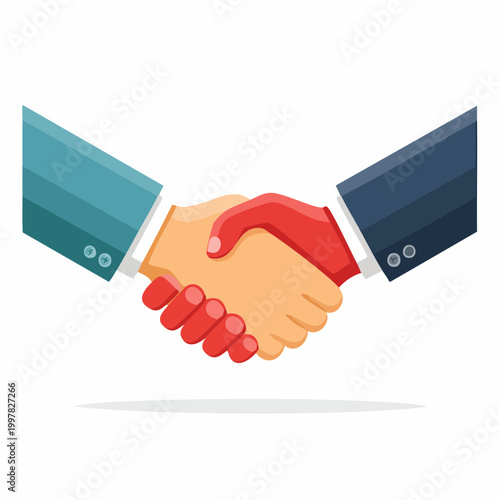 固い握手を交わすシンプルイラスト