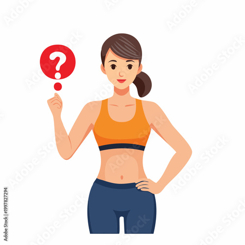 疑問を抱くフィットネス女性のイラスト