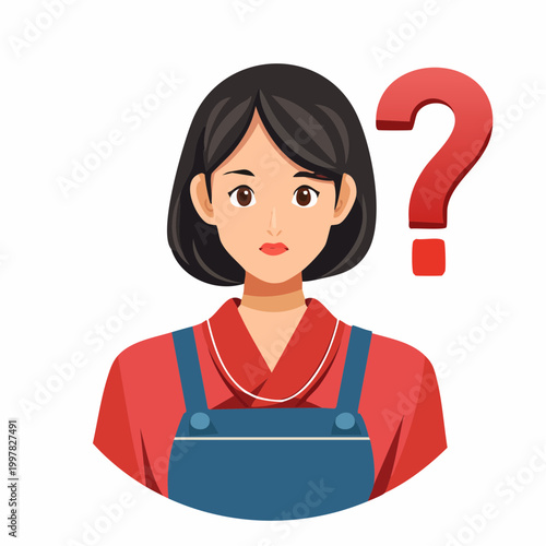 疑問を抱き悩む主婦のイラスト