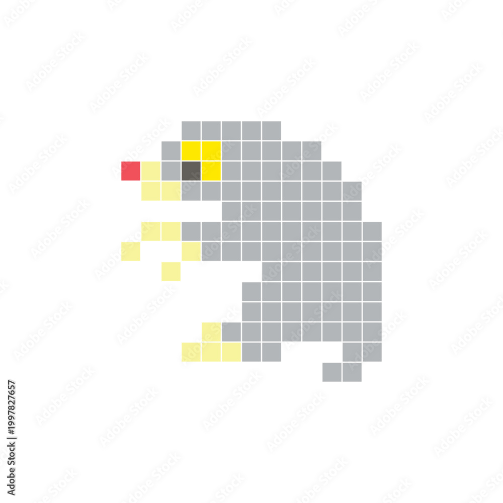 Fototapeta premium A flat pixel design made of geometric square color blocks on a clean icon layout. Pixel art mole
