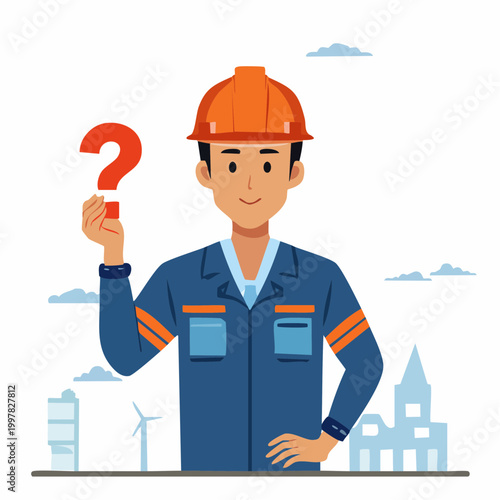 疑問を抱く男性エンジニアのイラスト