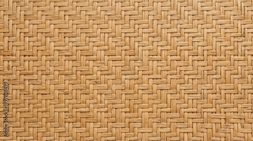 A close-up image of woven rattan material. The material displays a dense, intricate pattern of interwoven strands.