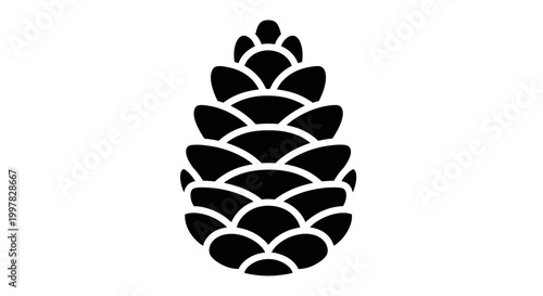 Pine cone silhouette graphic design element.