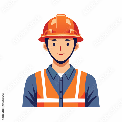 ヘルメットと安全装備を身につけた作業員の男性のイラスト