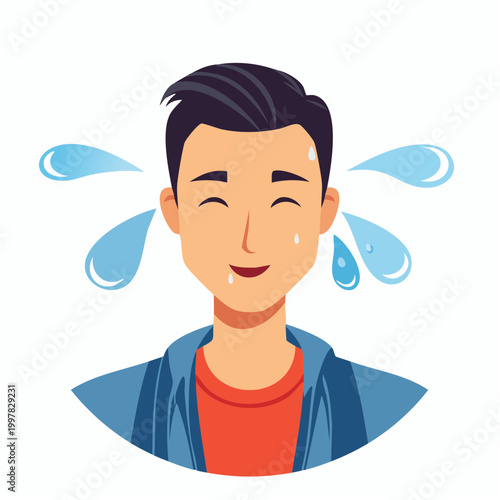 ワークアウト後に汗をかく男性のイラスト