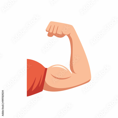 力こぶを作る男性の腕の筋肉のイラスト