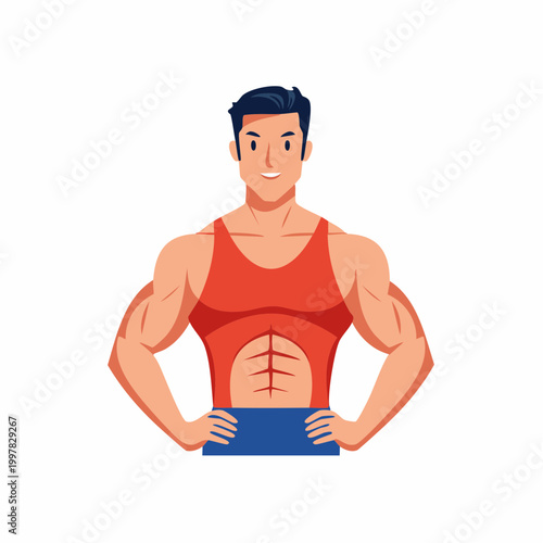 筋肉質でたくましい男性の上半身のイラスト