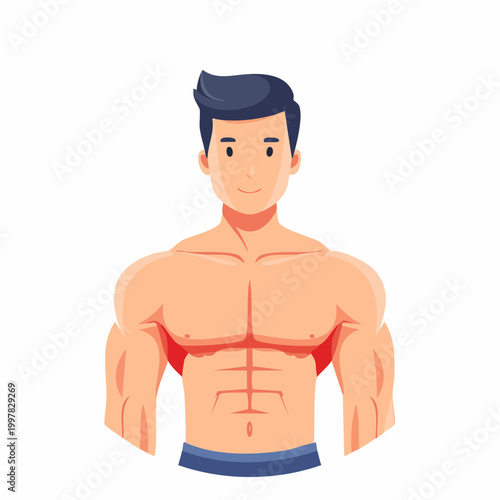 筋肉質でたくましい男性の上半身のイラスト