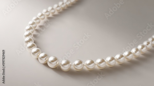 Elegant White Pearl Necklace on Neutral Background for Luxury Jewelry Fashion and Wedding Concepts