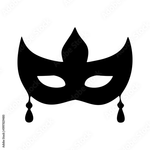 Black Silhouette Venetian Masquerade Mask Symbol With Decorative Elements