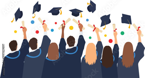 Graduates Celebrating with Hats 2.