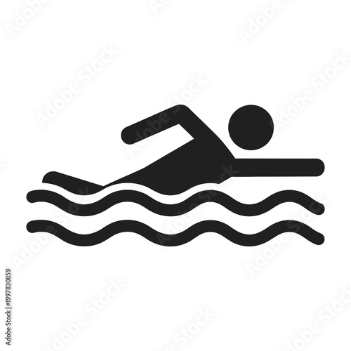 Swimming icon with person in water