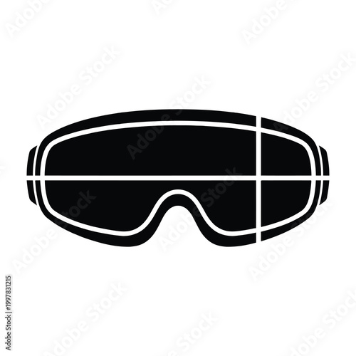 Black ski goggles isolated on white background
