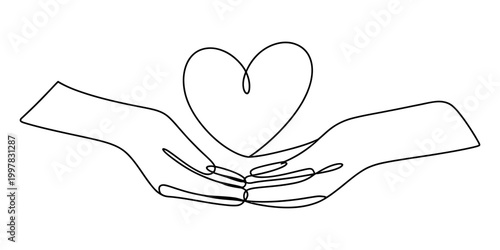 Continuous line drawing of a hand holding a smartphone showing a doctor on the screen for telemedicine and online medical consultation Vector, illustration