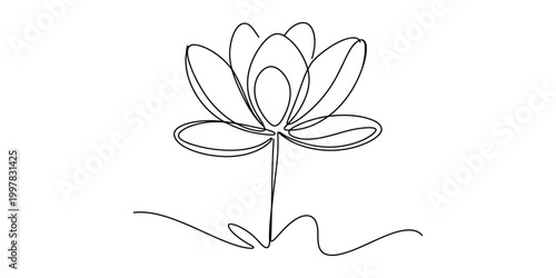 Continuous single line drawing of a cow standing in front of a farm barn Vector, illustration