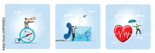 Make decision for business direction concept. Business contact. Healthcare protection.