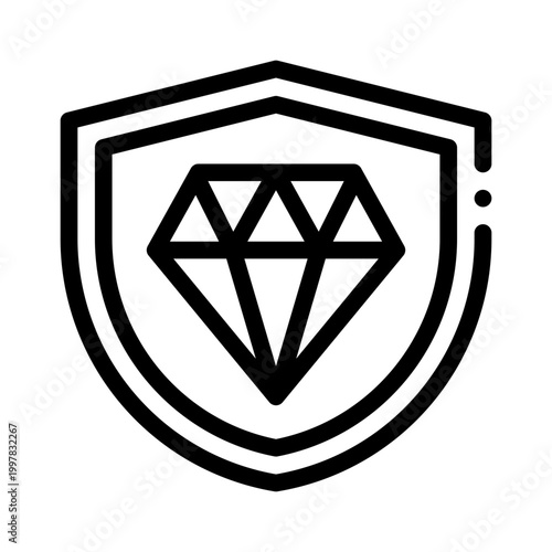 diamond shield line icon