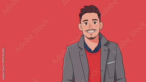 Cartoon Portrait of a Stylish Man in Formal Wear
