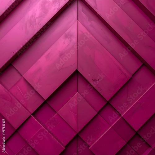 A geometric pattern with overlapping squares and deep pink hues