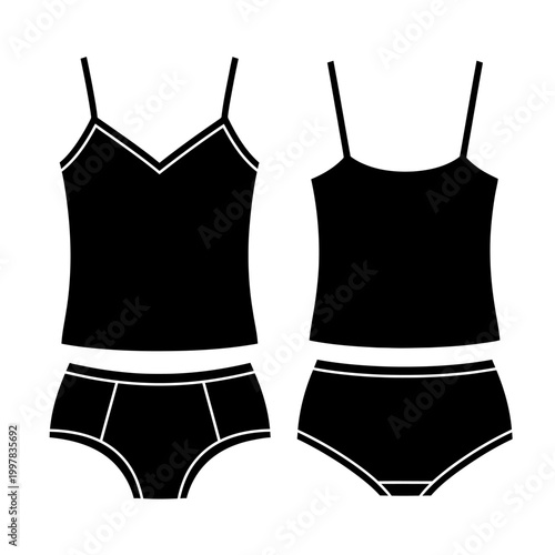 Black camisole and briefs set icons