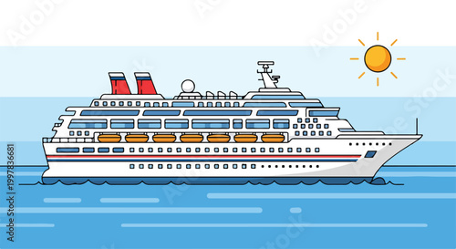 Photos A large white cruise ship on blue water under a sunny sky