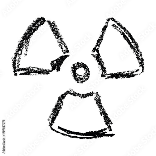 Hand drawn radiation sign Nuclear radiation hazard symbol Radioactive danger warning sign clipart in doodle style Nuclear safety Radioactive waste Single element for print, web, design, decor