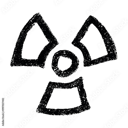 Hand drawn radiation sign Nuclear radiation hazard symbol Radioactive danger warning sign clipart in doodle style Nuclear safety Radioactive waste Single element for print, web, design, decor