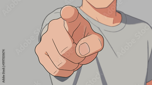 Anime Hand Pointing at Viewer Illustration