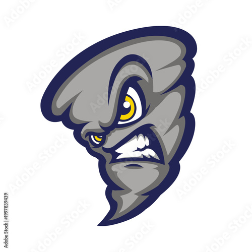 Powerful Storm Tornado Mascot with Aggressive Expression