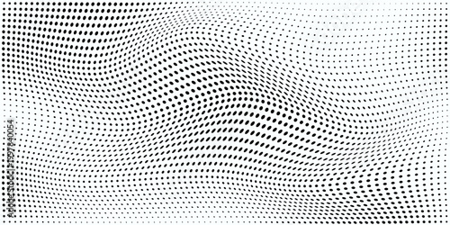 Dotted wave halftone black on white background