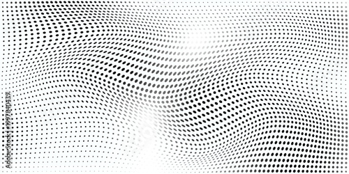 Dotted wave halftone black on white background. Comic pop art style. Mesh presentation texture. Sticker vector