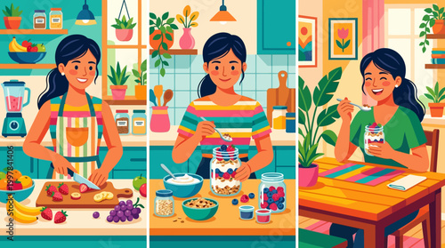 Culinary creation and joyful enjoyment of healthy parfaits and fruit preparations