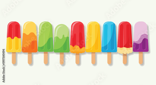 Canvastavla Colorful illustration of eight popsicles on a stick