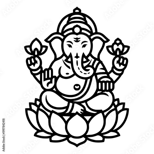 lord ganesha line art drawing, god ganesh picture, god ganesh vector image