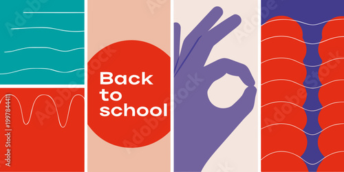 Hand making ok gesture with red circle and text graphic design