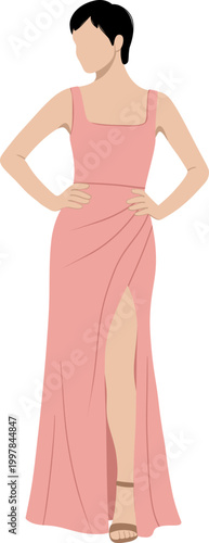 Elegant Woman In Pink Formal Dress