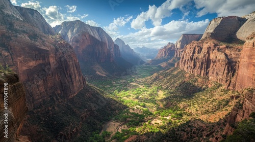 Scenic Valley View of Zion Canyon National Park