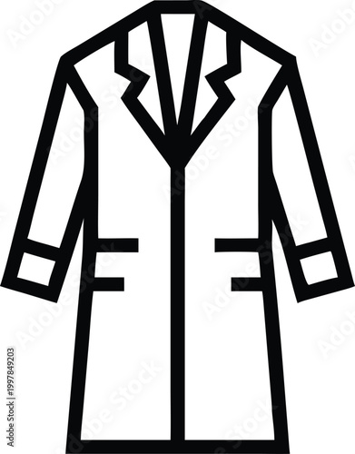 Professional long coat outline icon for medical, scientific, and formal professional environments
