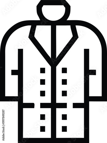 Professional Outline Icon Representing a Classic Double Breasted Trench Coat Style